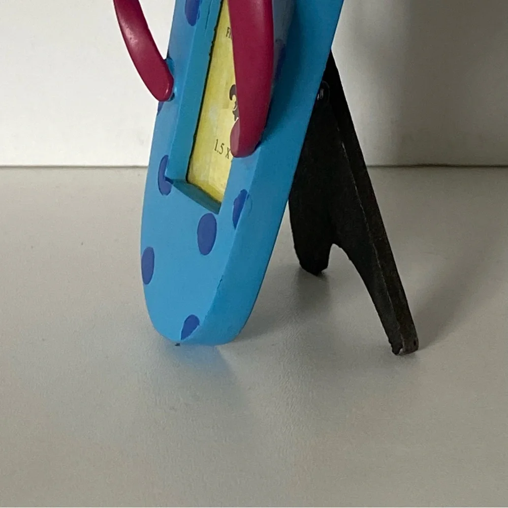 Flip Flop Picture Frame New Small 2.5 X 1.5” Photo Blue Pink Summer Shoes By cbk