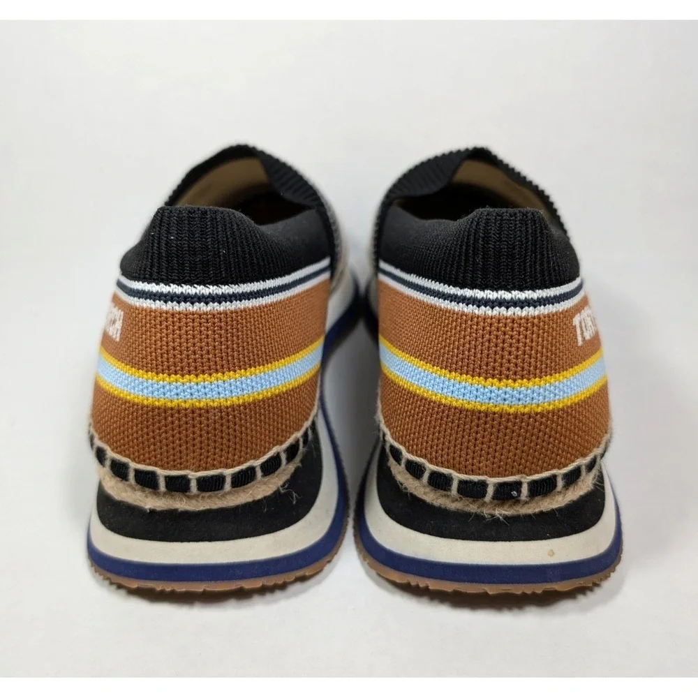 Tory Burch Womens Size 9.5 Multicolor Stretch Fabric Daisy Logo Espadrilles