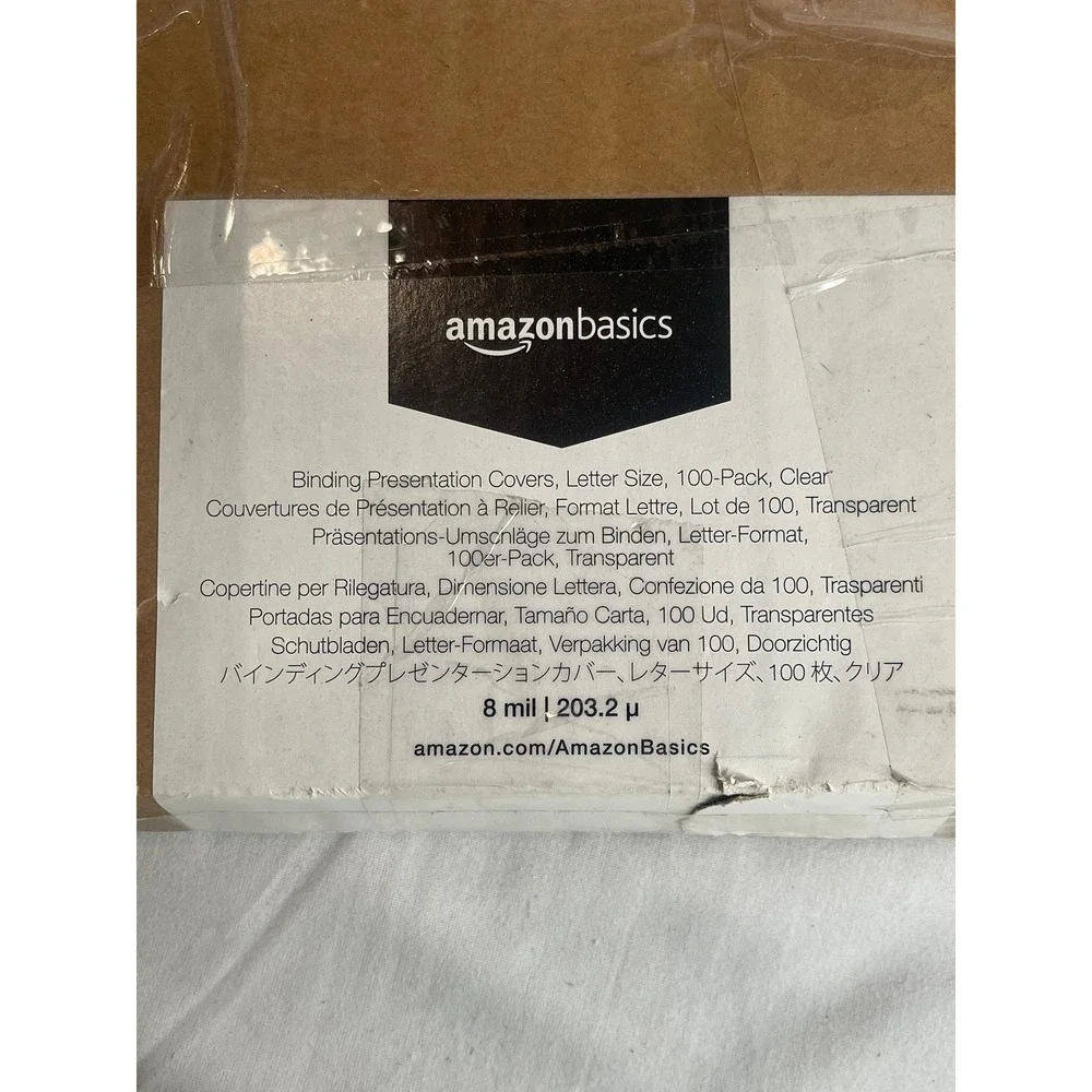 Amazon Basics Binding Presentation Covers Letter Size 100pk Clear 8‎ mil Plastic