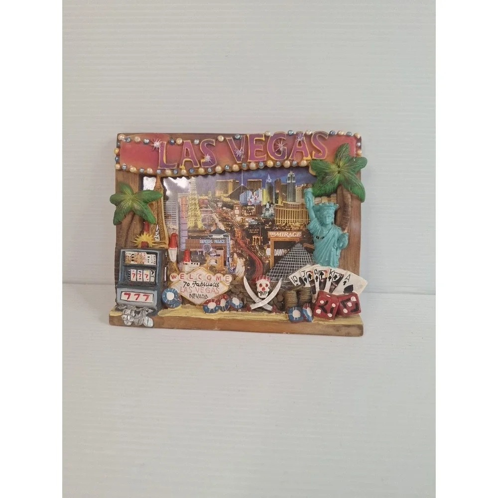Vtg Welcome To Fabulous Las Vegas Nevada 3D Picture Photo Standing Frame Novelty