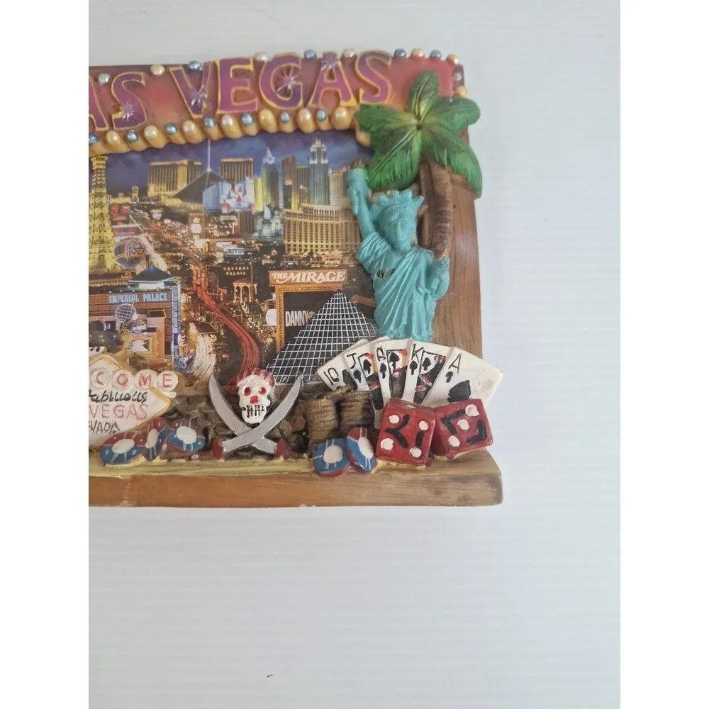 Vtg Welcome To Fabulous Las Vegas Nevada 3D Picture Photo Standing Frame Novelty