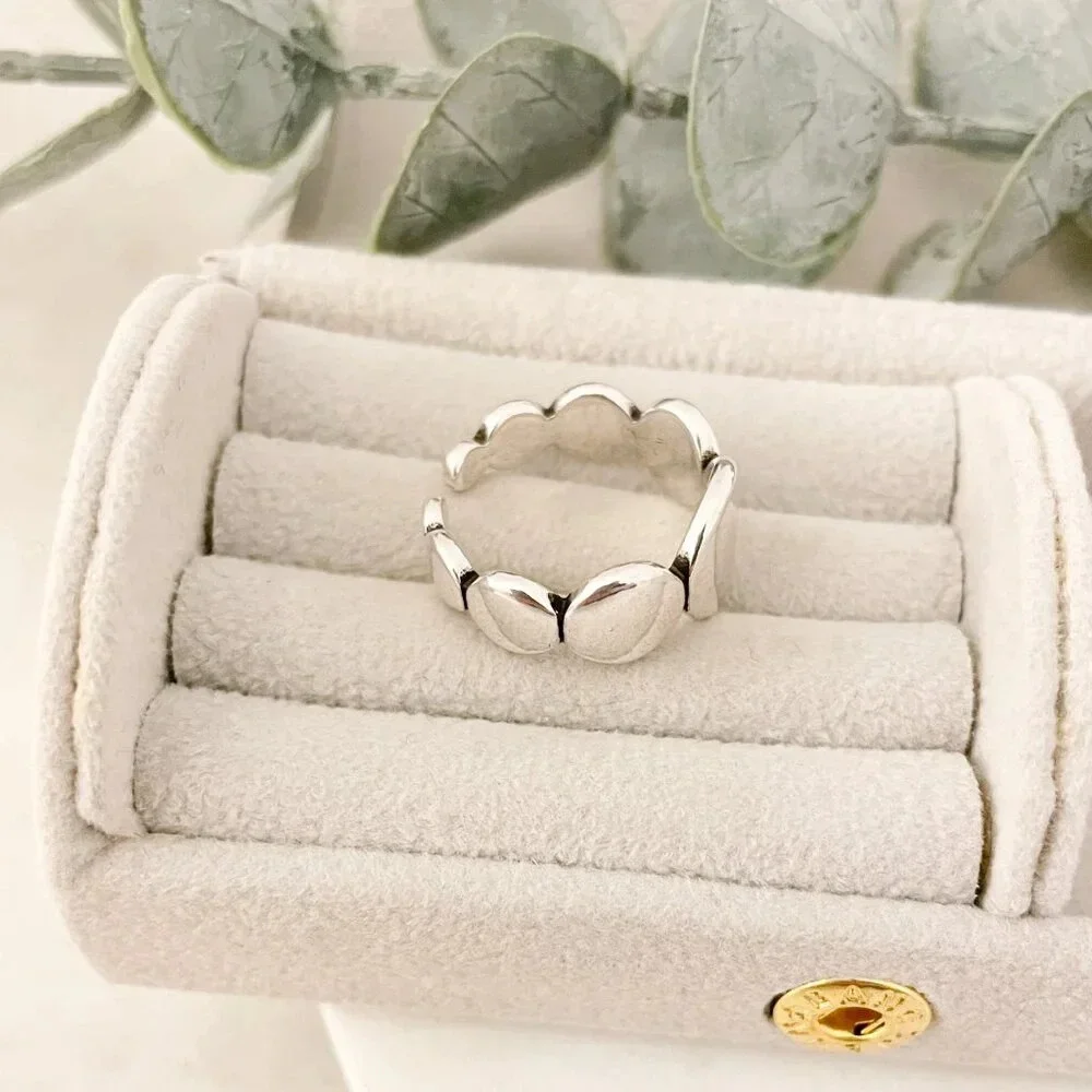 925 Sterling Silver Oval Ring Minimalist Ring Round Circle Ring Band