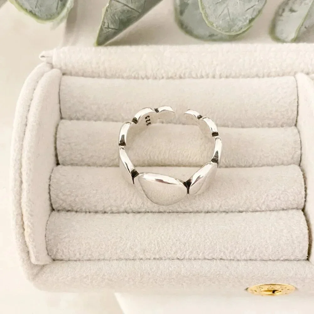 925 Sterling Silver Oval Ring Minimalist Ring Round Circle Ring Band