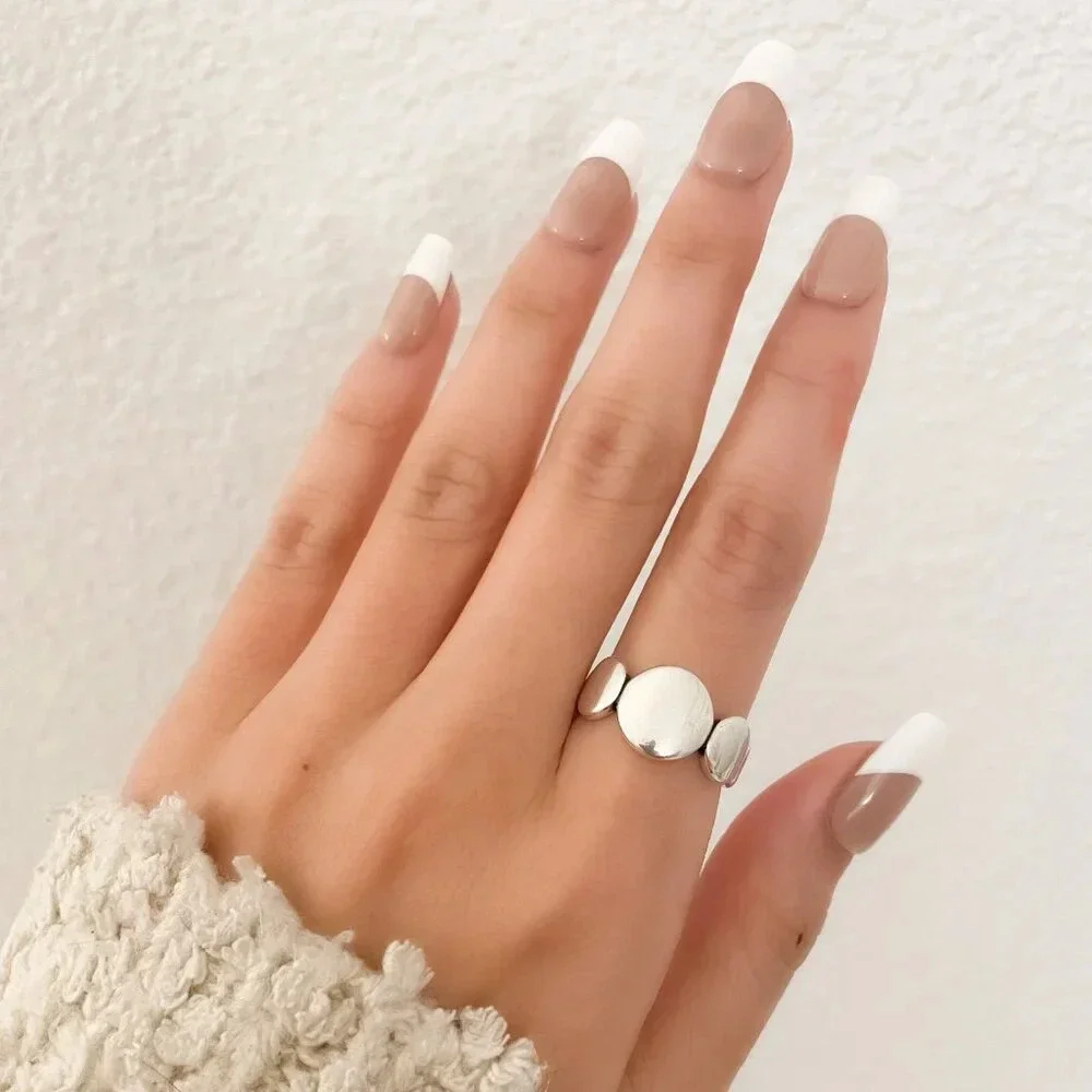 925 Sterling Silver Oval Ring Minimalist Ring Round Circle Ring Band