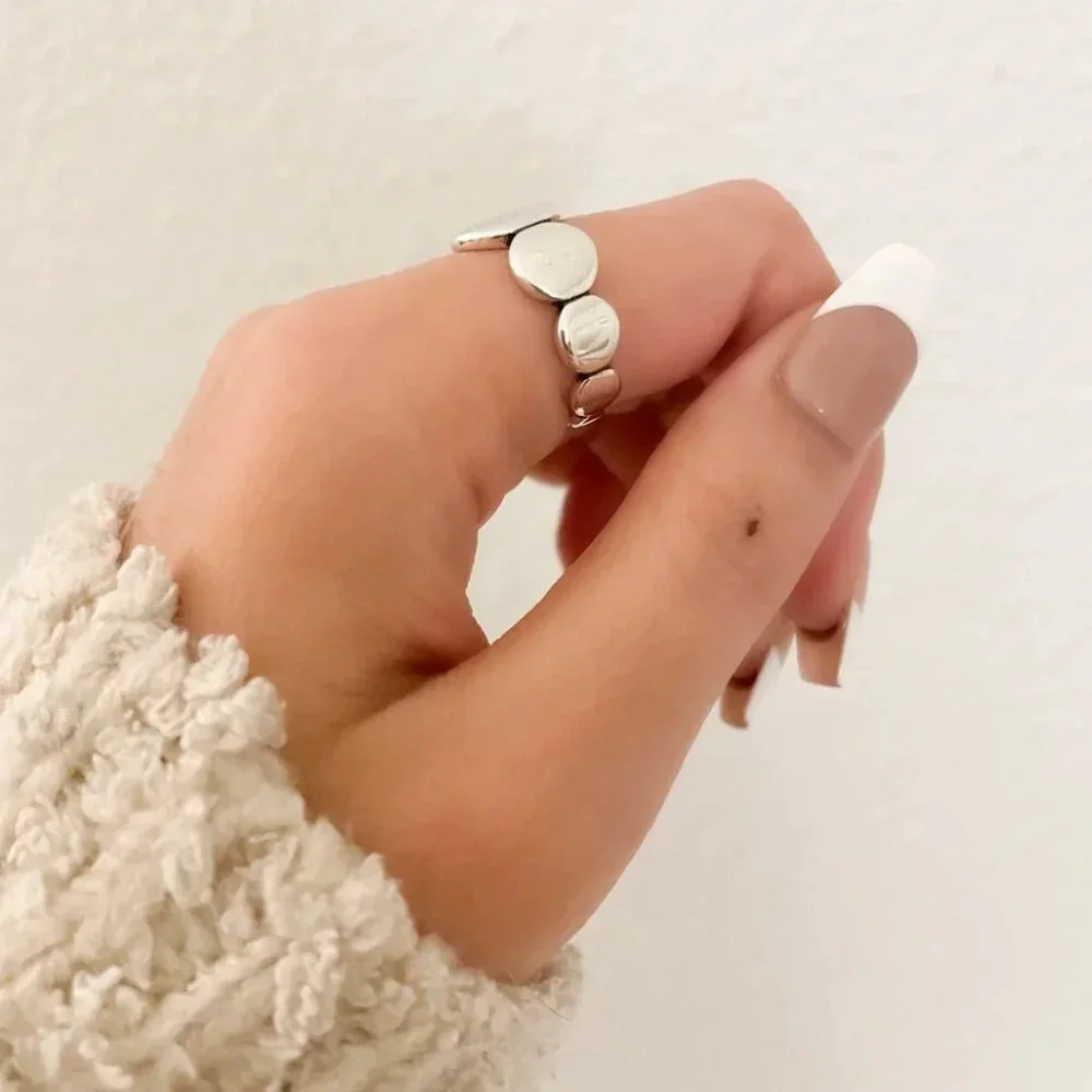 925 Sterling Silver Oval Ring Minimalist Ring Round Circle Ring Band