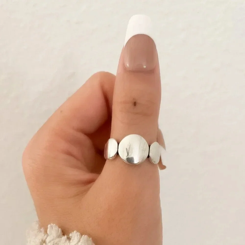 925 Sterling Silver Oval Ring Minimalist Ring Round Circle Ring Band