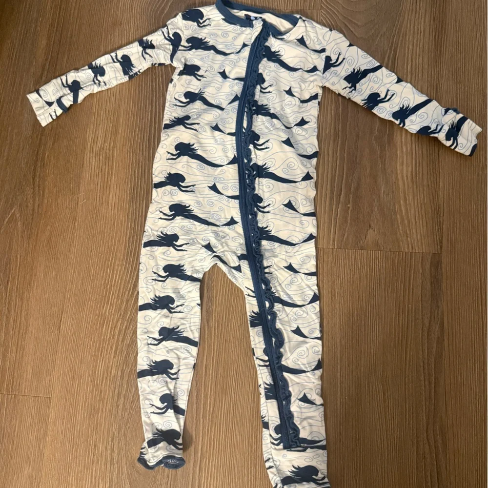 NWOT Kickee Pants bamboo Natural Mermaid footie 12-18m