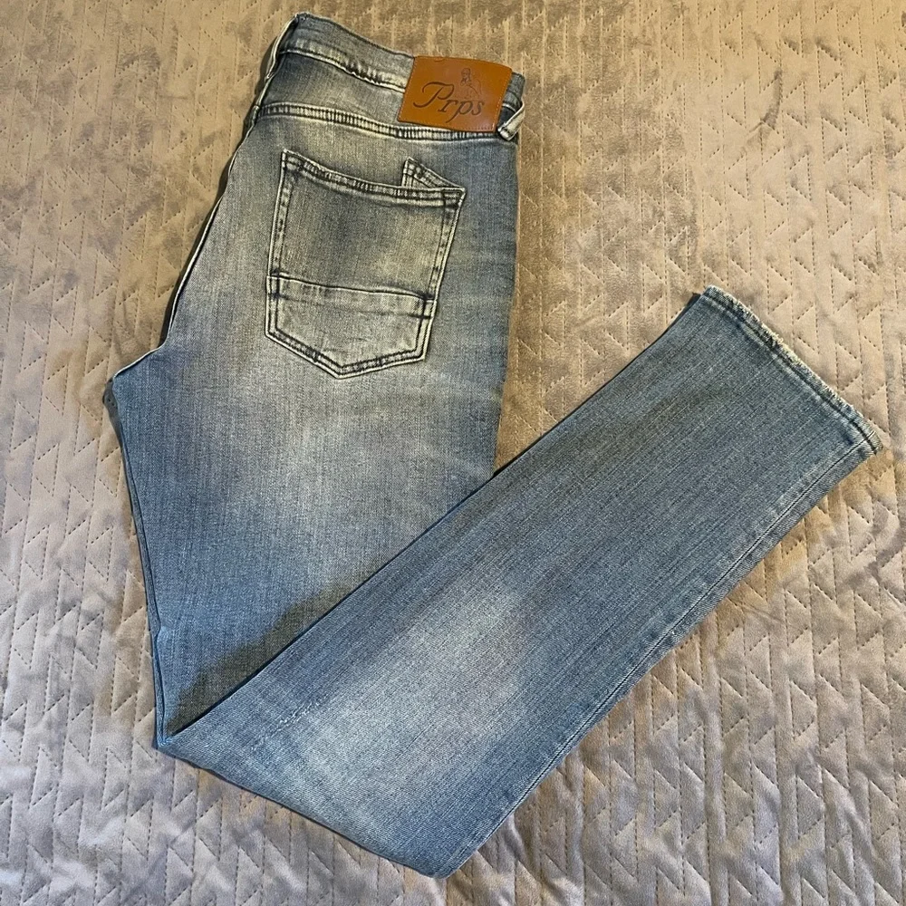 PRPS Le Sabre slim tapered fit distressed jeans mens size 34x34‎ blue NWOT