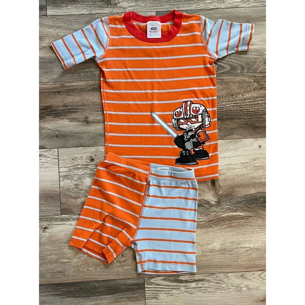 Star Wars Hanna Andersson Striped Short Pajamas Size 8/ 130 cm Blue Orange