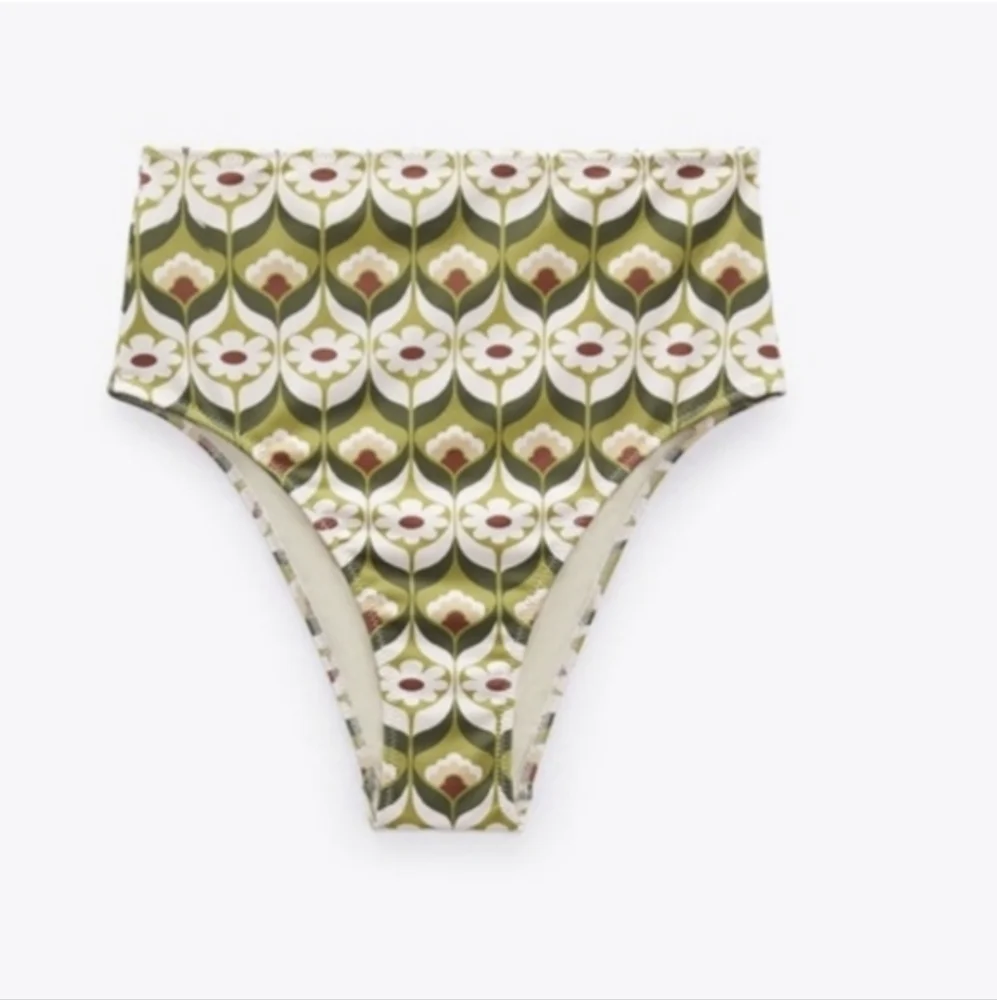 Zara Boho Print Super High Waist Cheeky Bikini Bottoms
