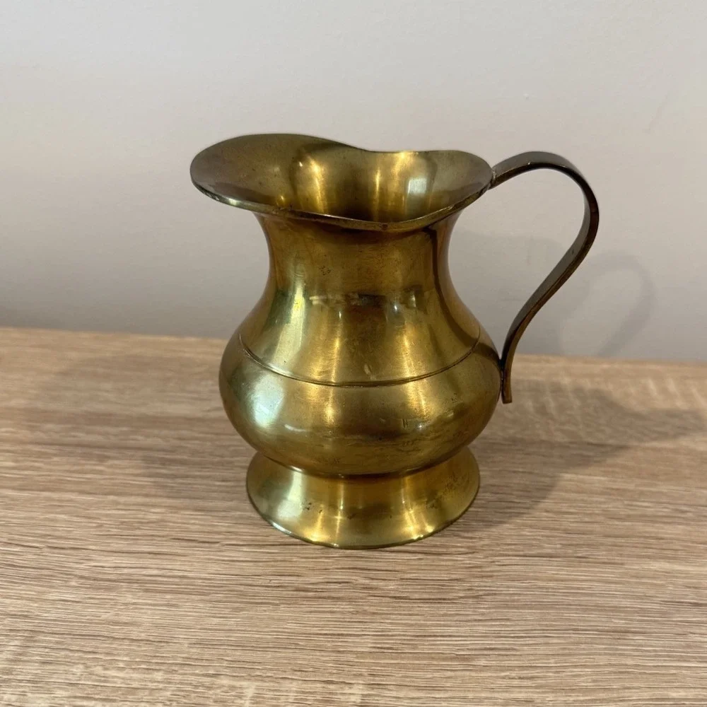 Vintage Brass Pitcher with Handle Water Jug 4.5