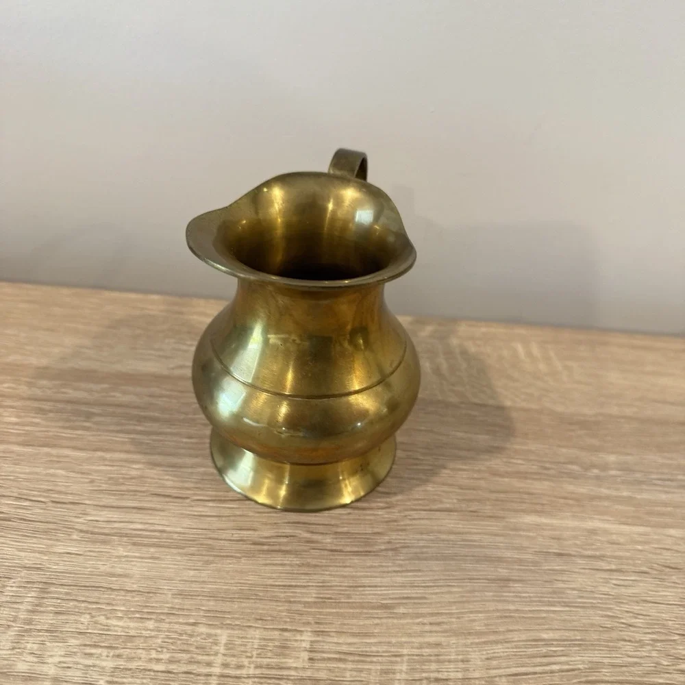 Vintage Brass Pitcher with Handle Water Jug 4.5
