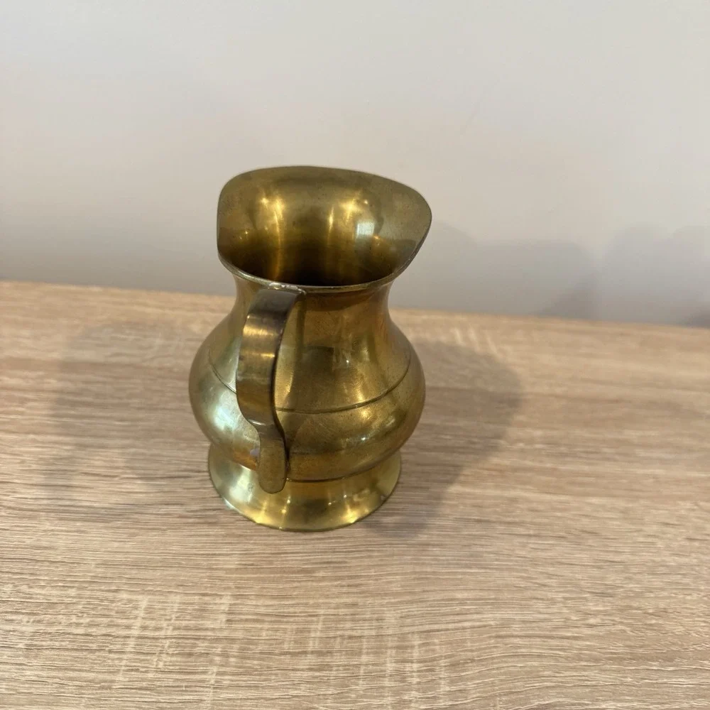 Vintage Brass Pitcher with Handle Water Jug 4.5