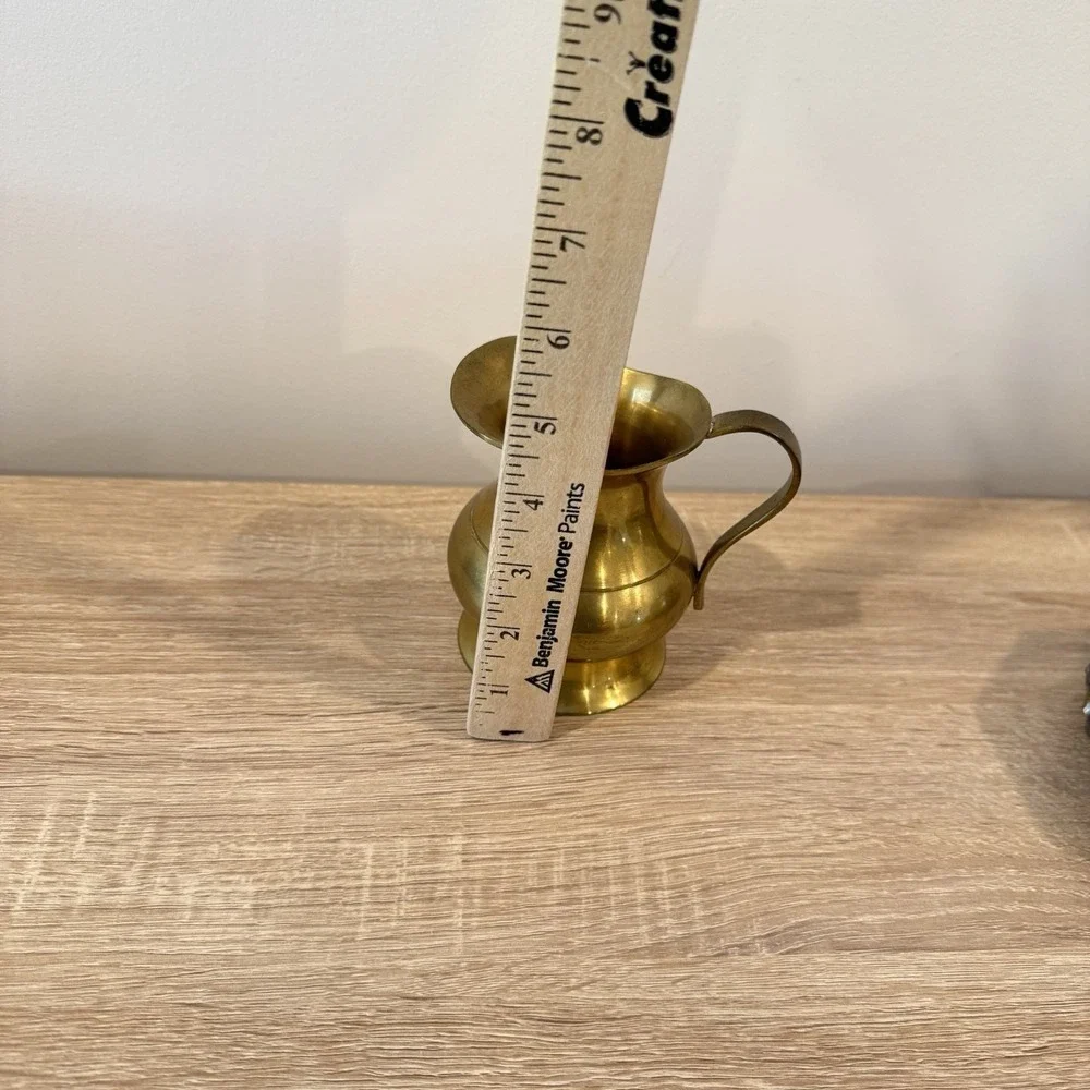 Vintage Brass Pitcher with Handle Water Jug 4.5