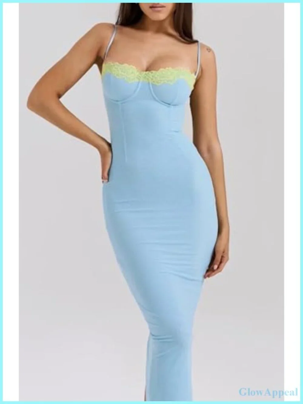 Spaghetti Strap Floral Mesh Bodycon Maxi Dress Summer Wedding Guest