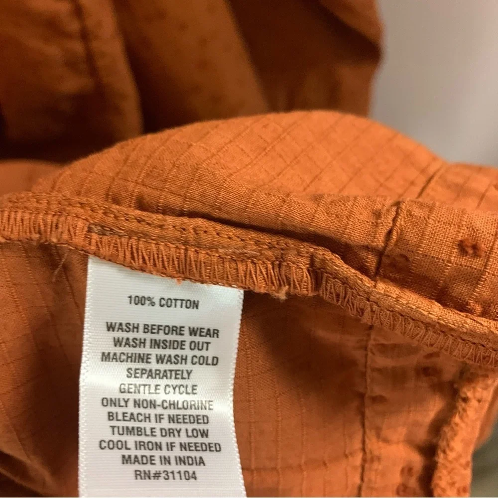 Wonderfly Rust Button Front Ruffle Hem Dress Plus Size
