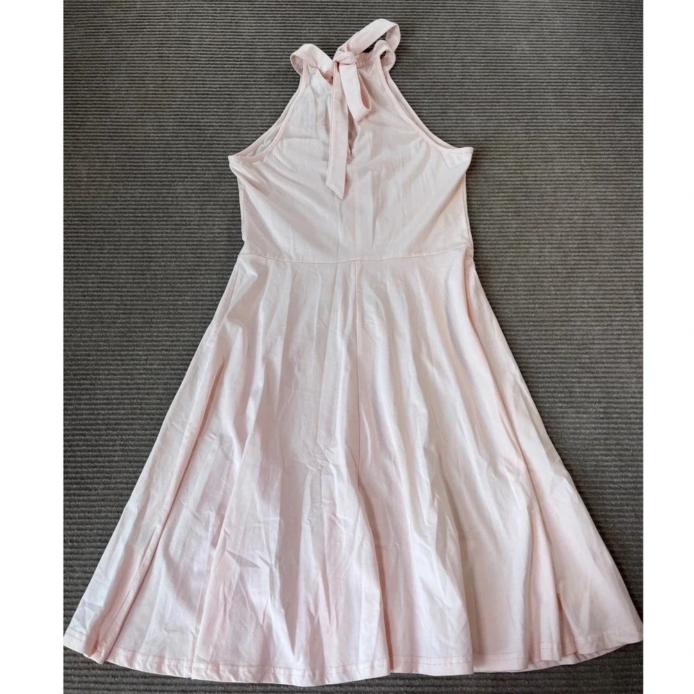 OUGES Womens Light Pink Halter Neck Tie Back Fit and Flare Mini Dress Size S