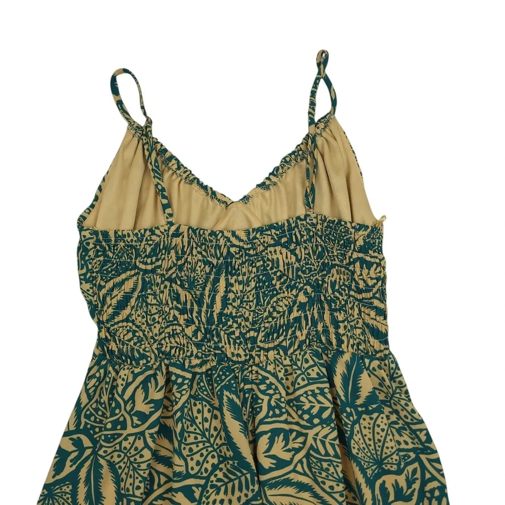 Sienna Sky Womens Tropical Leaf Mini Dress Sz Medium Spaghetti Strap Boho Casual