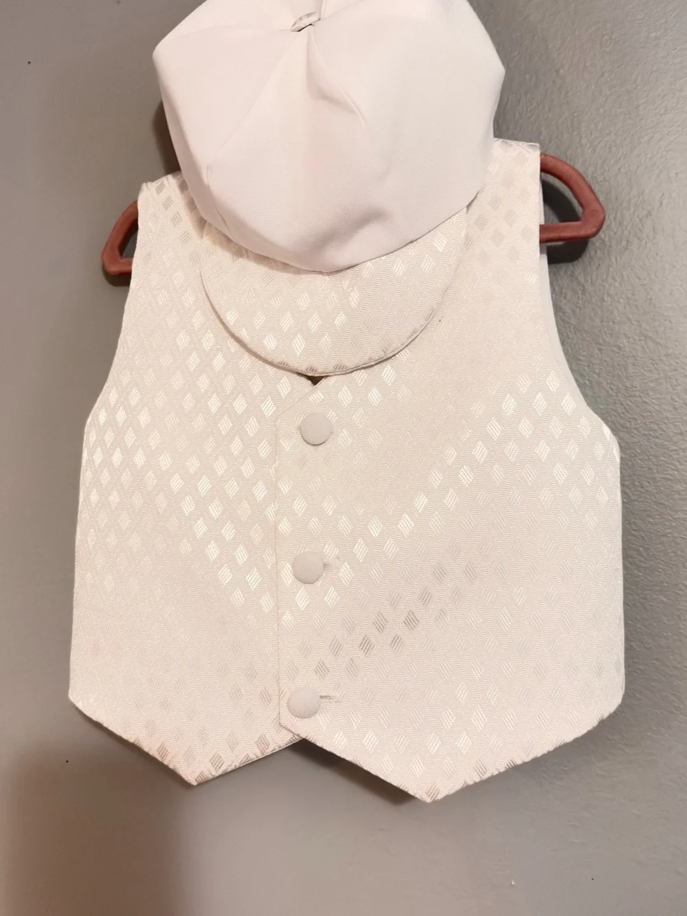 Classic Kids Ivory Formal Vest - Elegant Diamond Weave
