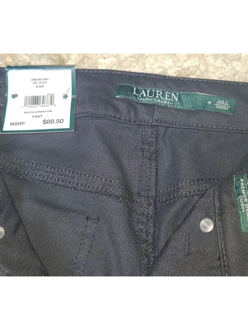 Lauren Ralph Lauren Premier Straight Curvy Slimming Fit Black Pants Size 4