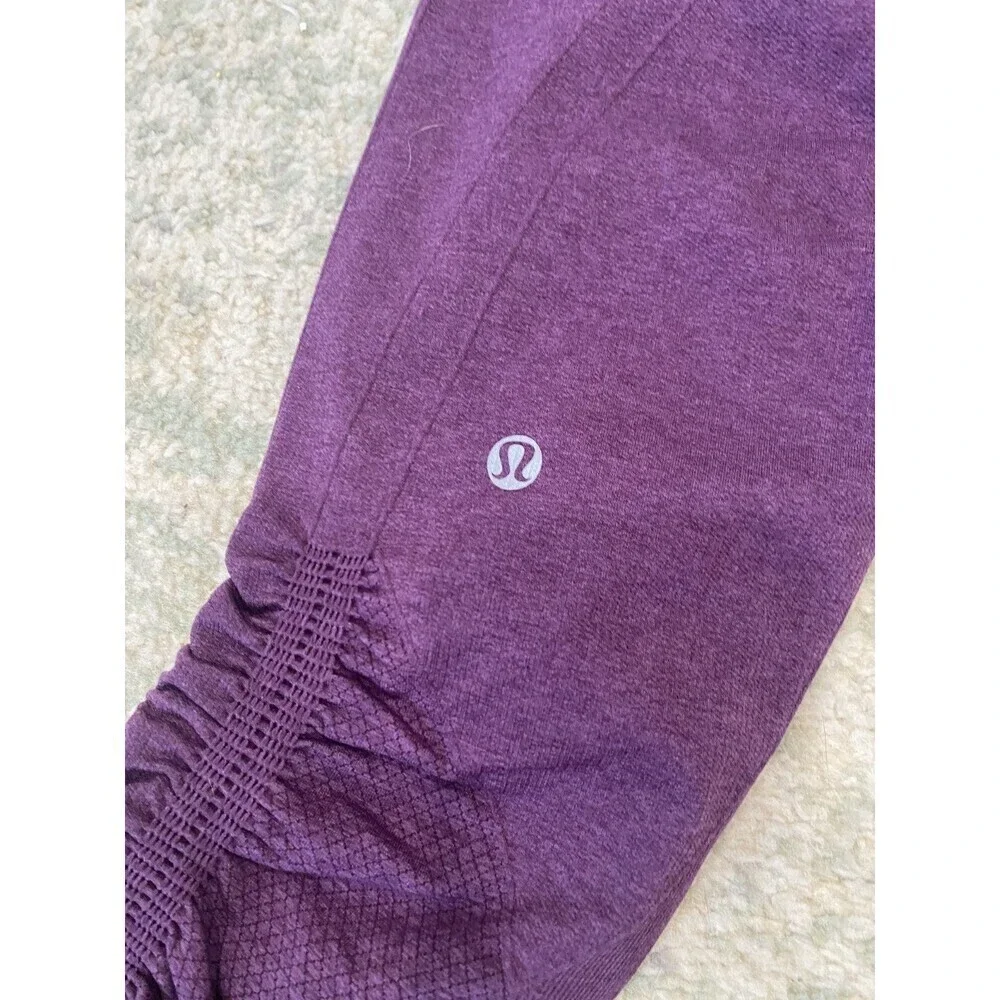 Lululemon Leggings Size 6 In The Flow Capri Purple Ruched Active Yoga Athletic