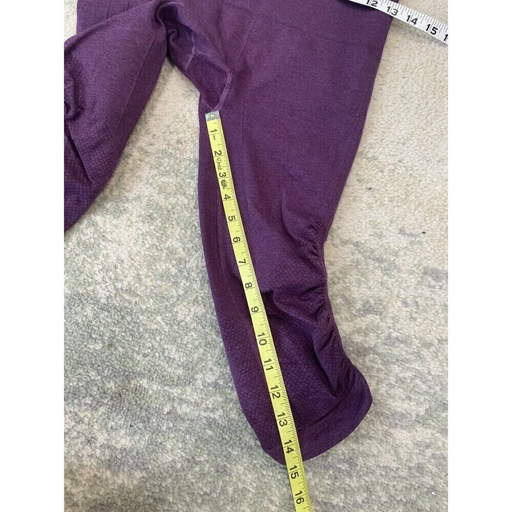 Lululemon Leggings Size 6 In The Flow Capri Purple Ruched Active Yoga Athletic