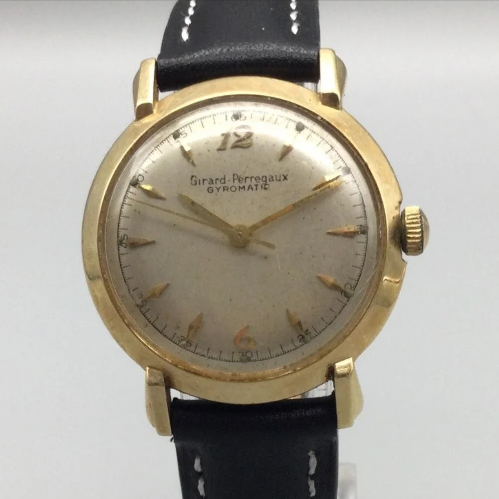 Vintage Girard-Perregaux Gyromatic Mens Watch 31mm 14K Solid Gold Automatic