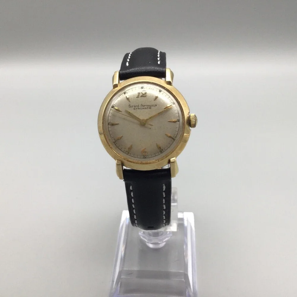 Vintage Girard-Perregaux Gyromatic Mens Watch 31mm 14K Solid Gold Automatic