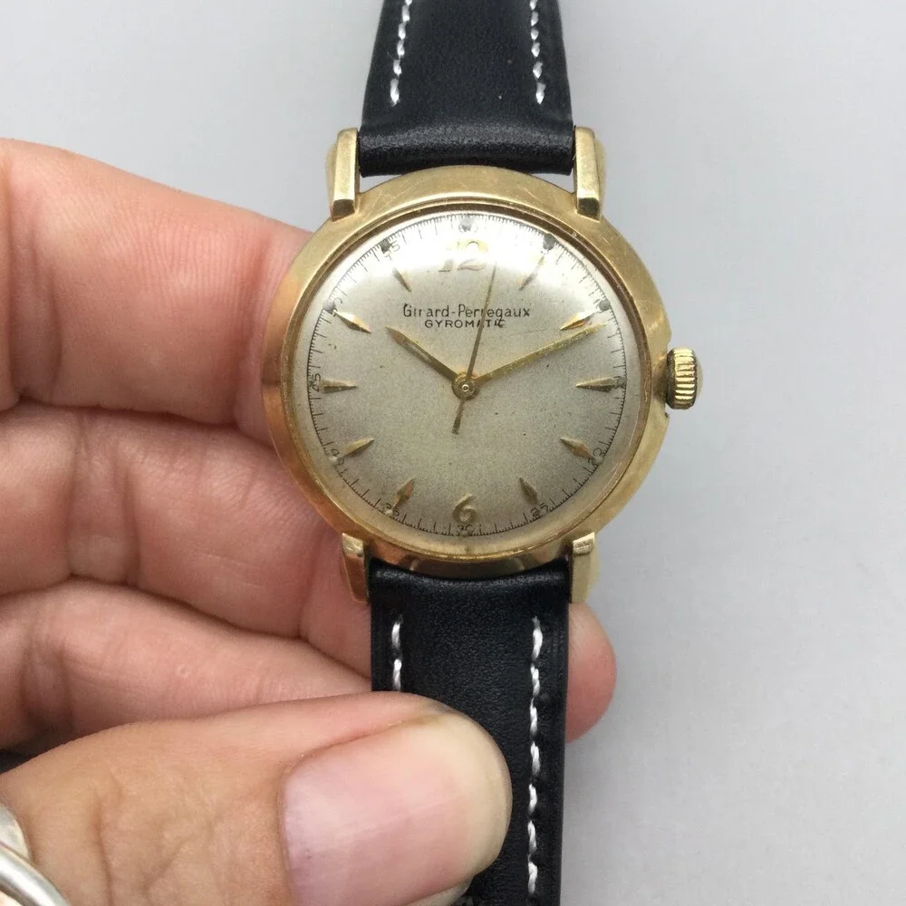 Vintage Girard-Perregaux Gyromatic Mens Watch 31mm 14K Solid Gold Automatic