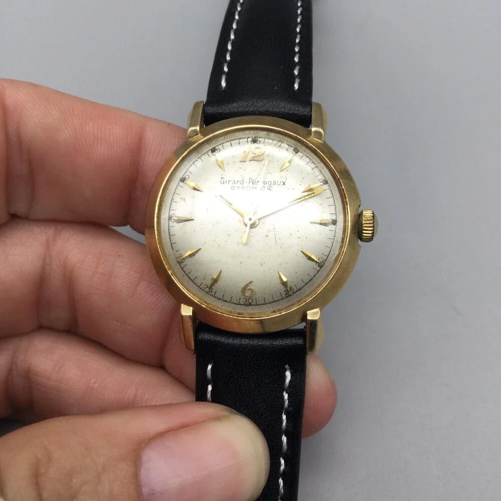 Vintage Girard-Perregaux Gyromatic Mens Watch 31mm 14K Solid Gold Automatic