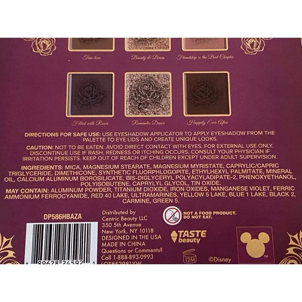 Taste Beauty Disney Beauty and The Beast Eyeshadow Palette W/Mirror 12 Shades‎
