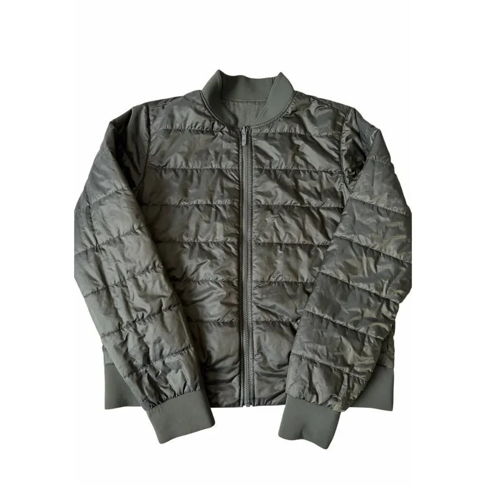 Lululemon Jacket Non-Stop Bomber Reversible‎ Green Dark Olive size 12