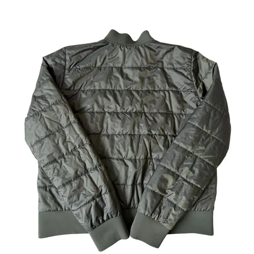 Lululemon Jacket Non-Stop Bomber Reversible‎ Green Dark Olive size 12