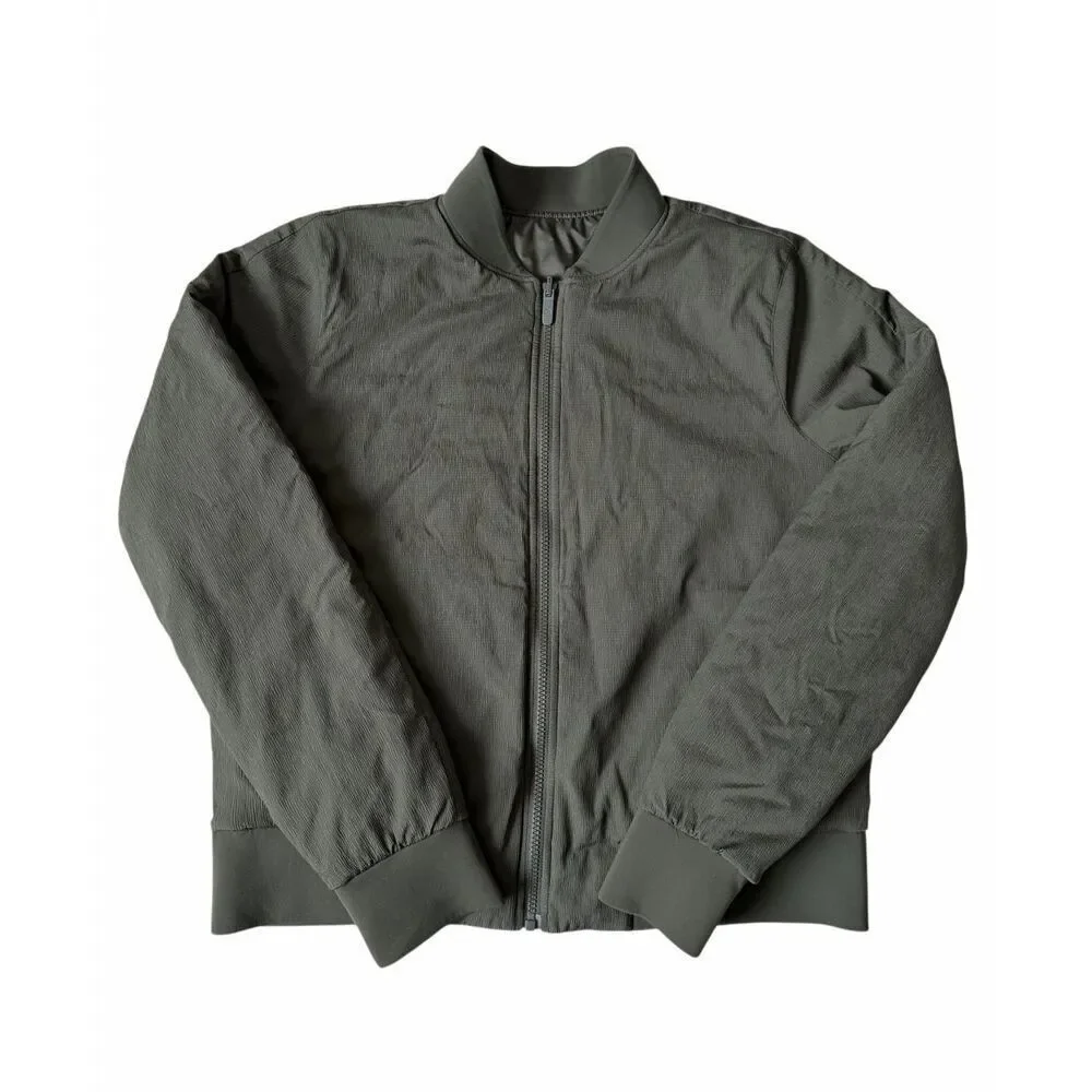 Lululemon Jacket Non-Stop Bomber Reversible‎ Green Dark Olive size 12