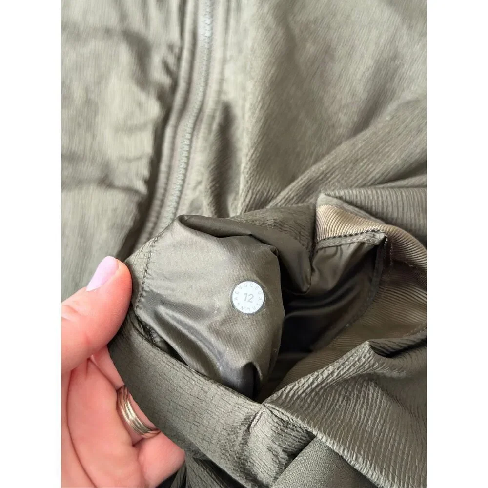 Lululemon Jacket Non-Stop Bomber Reversible‎ Green Dark Olive size 12