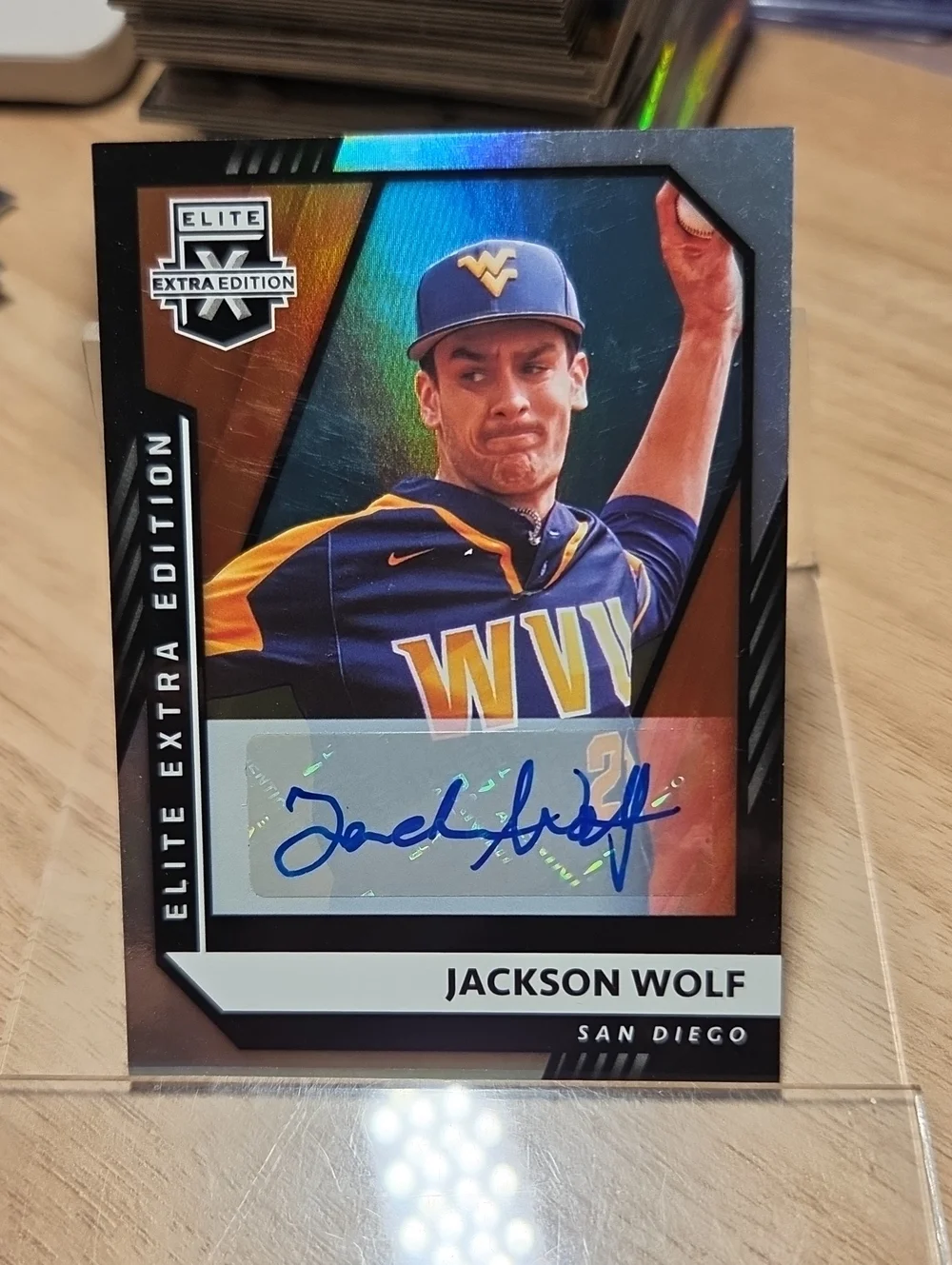2021 Panini Elite Extra Edition Jackson Wolf Autograph Card - Blue, Gold, Black