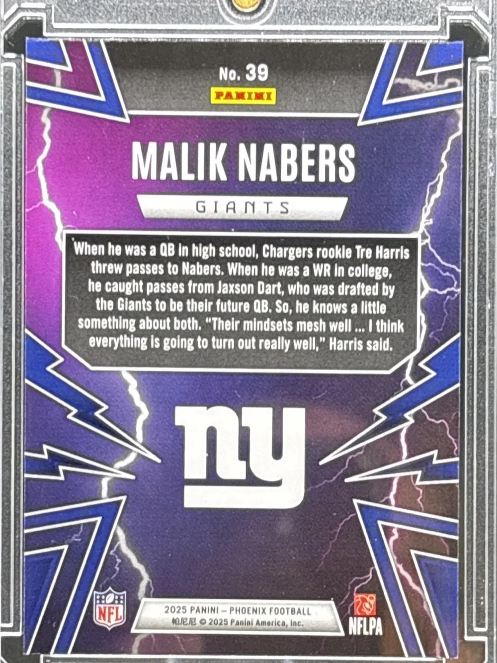 Panini Thunderbirds Malik Nabers Holographic Rookie Football Card