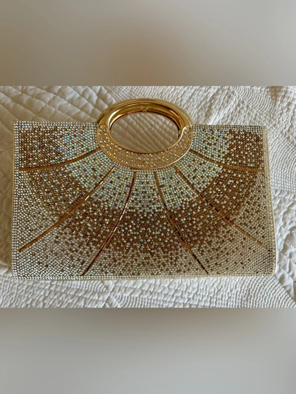 Gold Crystal-Embellished Women’s Evening Clutch