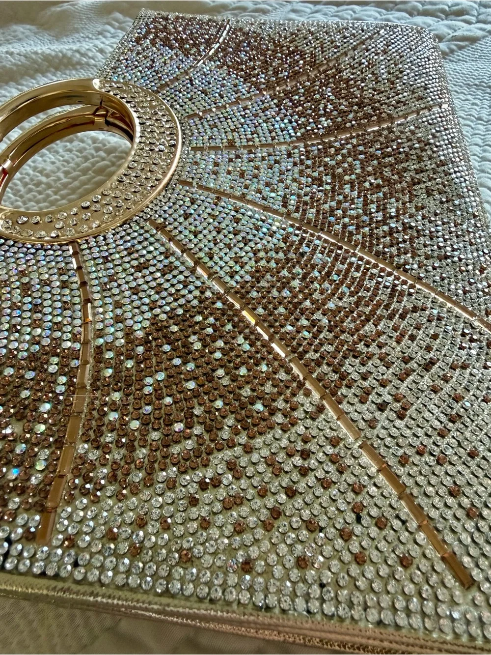 Gold Crystal-Embellished Women’s Evening Clutch