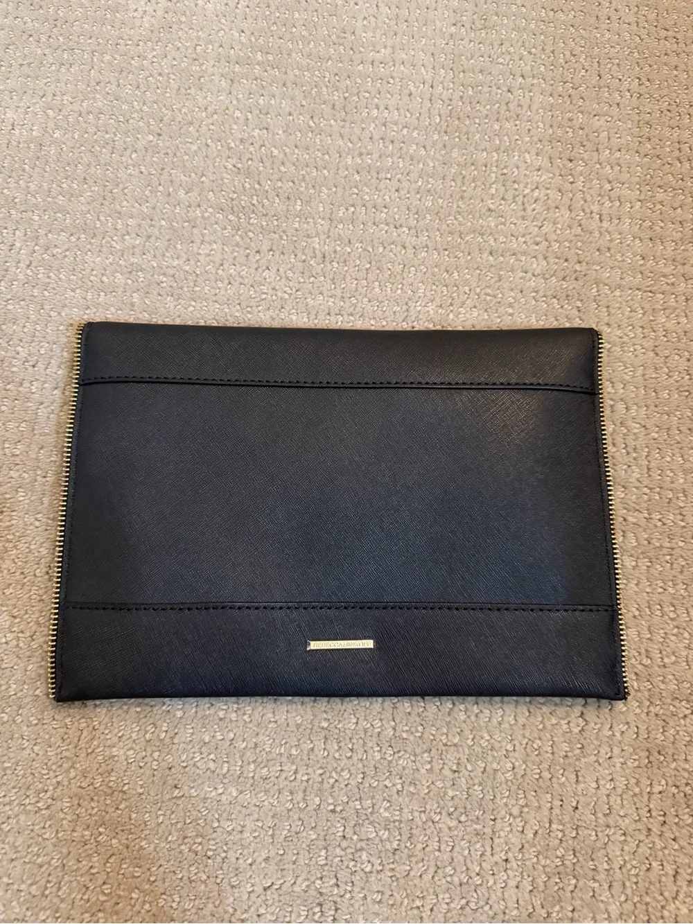 Rebecca Minkoff Black Envelope Clutch Bag with Gold Trim