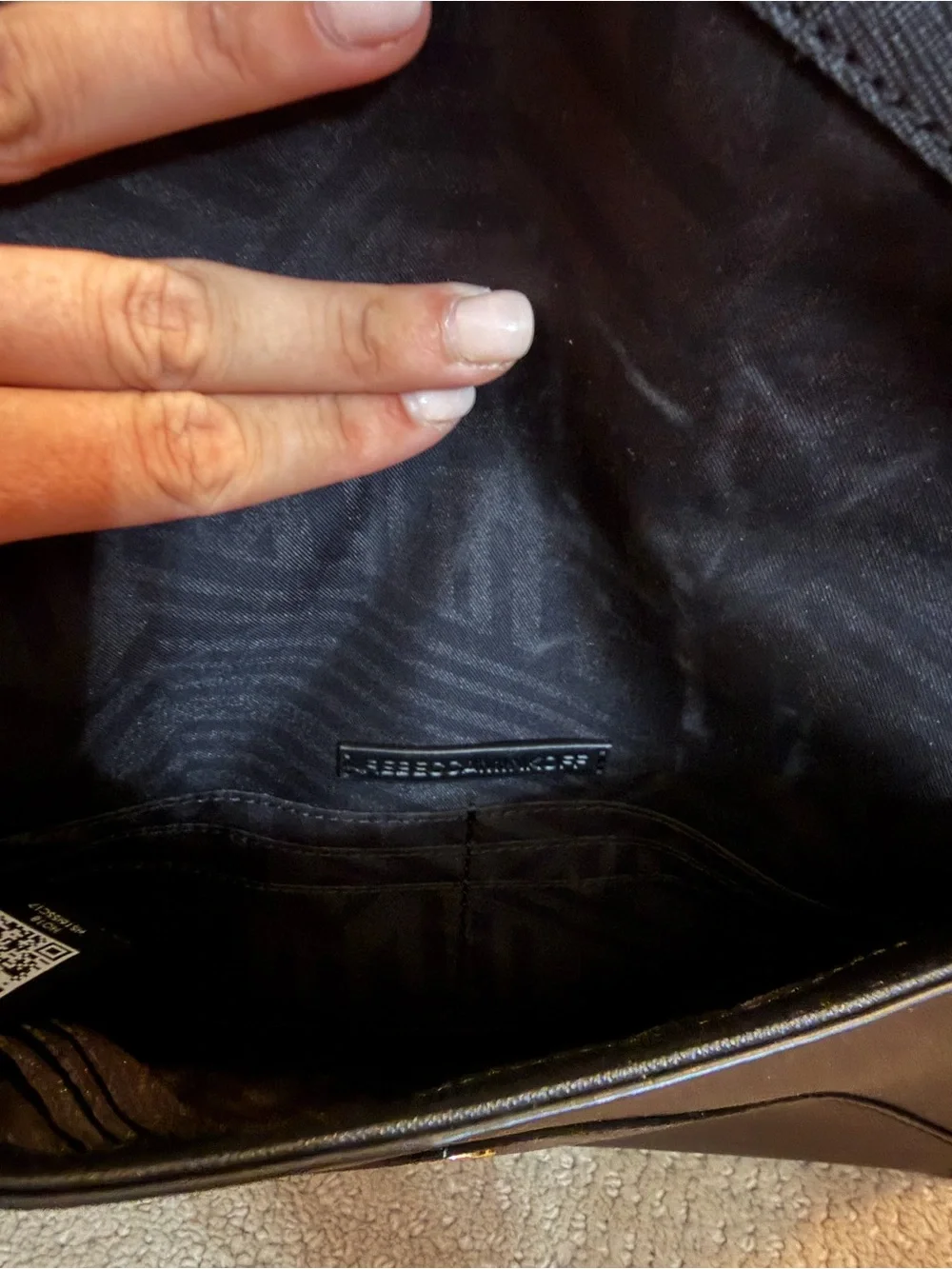 Rebecca Minkoff Black Envelope Clutch Bag with Gold Trim