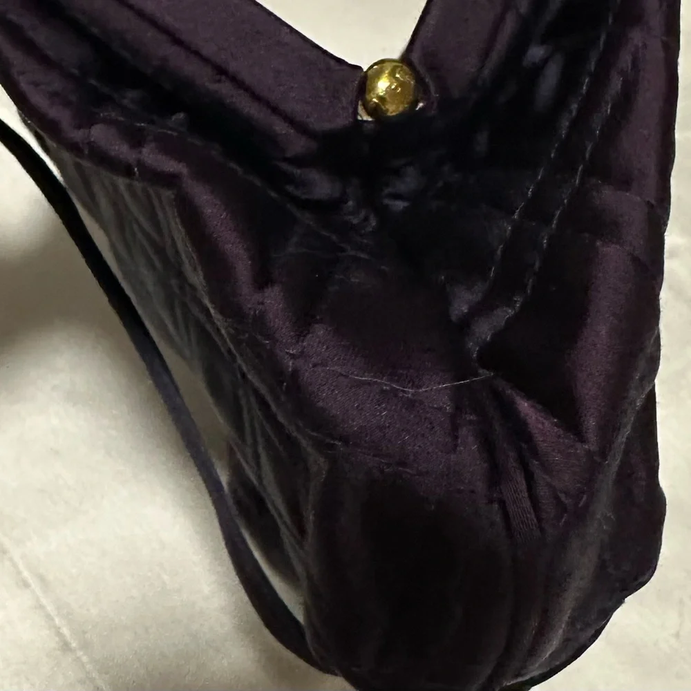Saks Fifth Avenue Vintage Quilted Grape Dark Purple Clutch