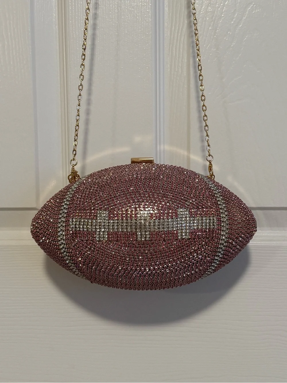 Pink Crystal Football Crossbody Clutch - Designer Style