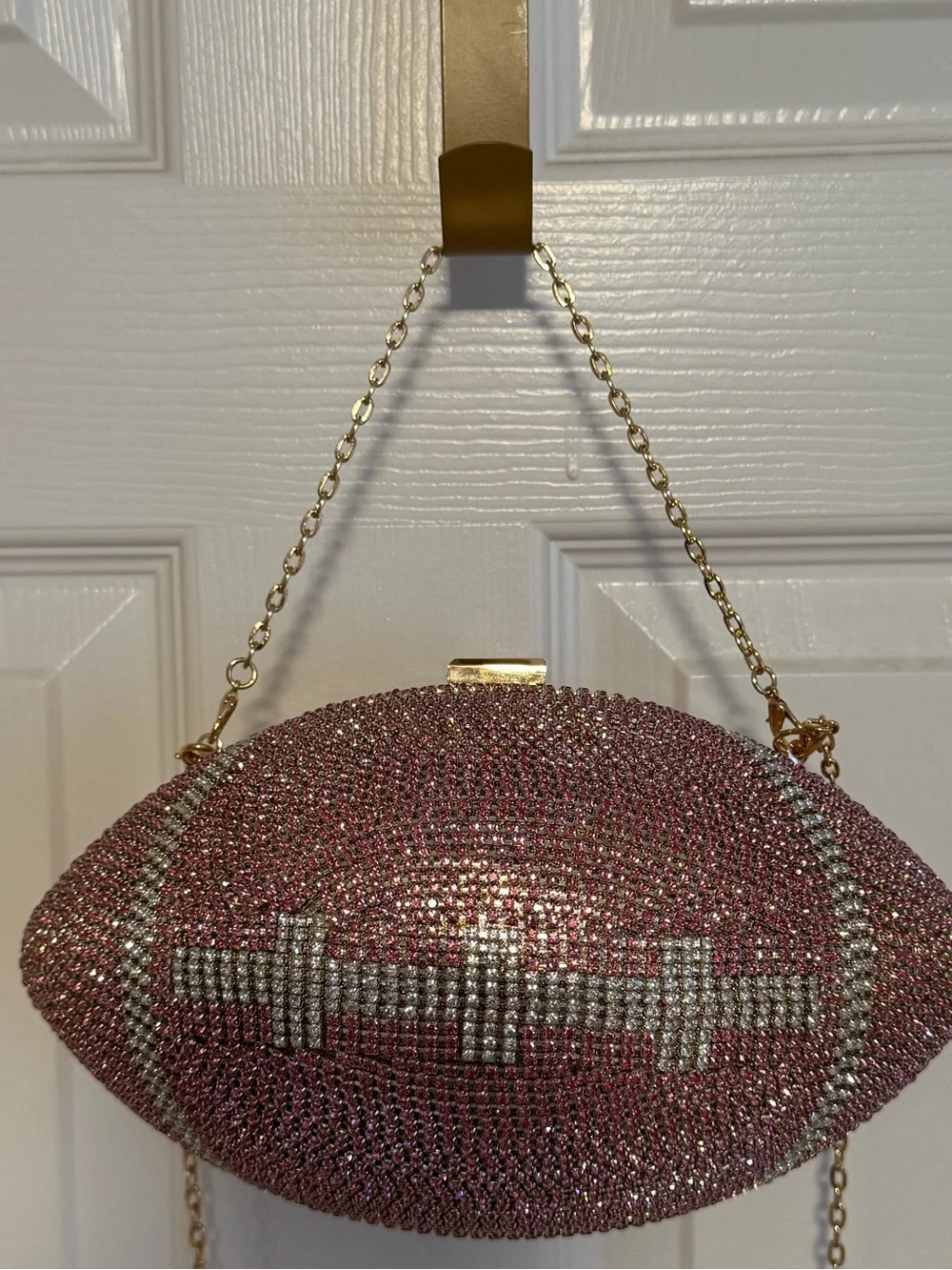 Pink Crystal Football Crossbody Clutch - Designer Style