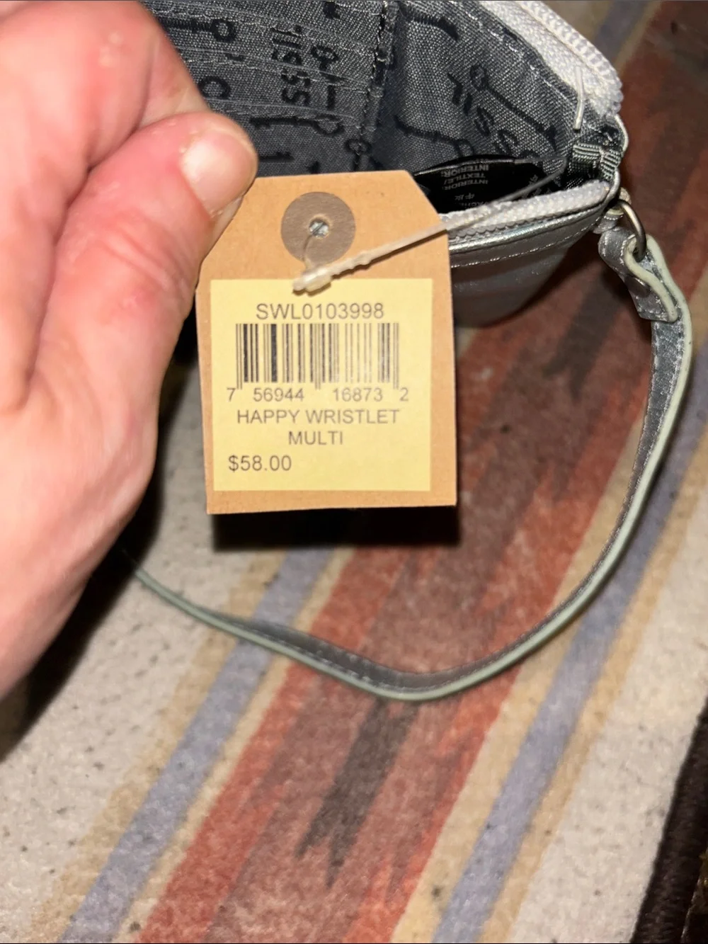 BRAND NEW Fossil Metallic Silver Women's Wristlet Clutch.