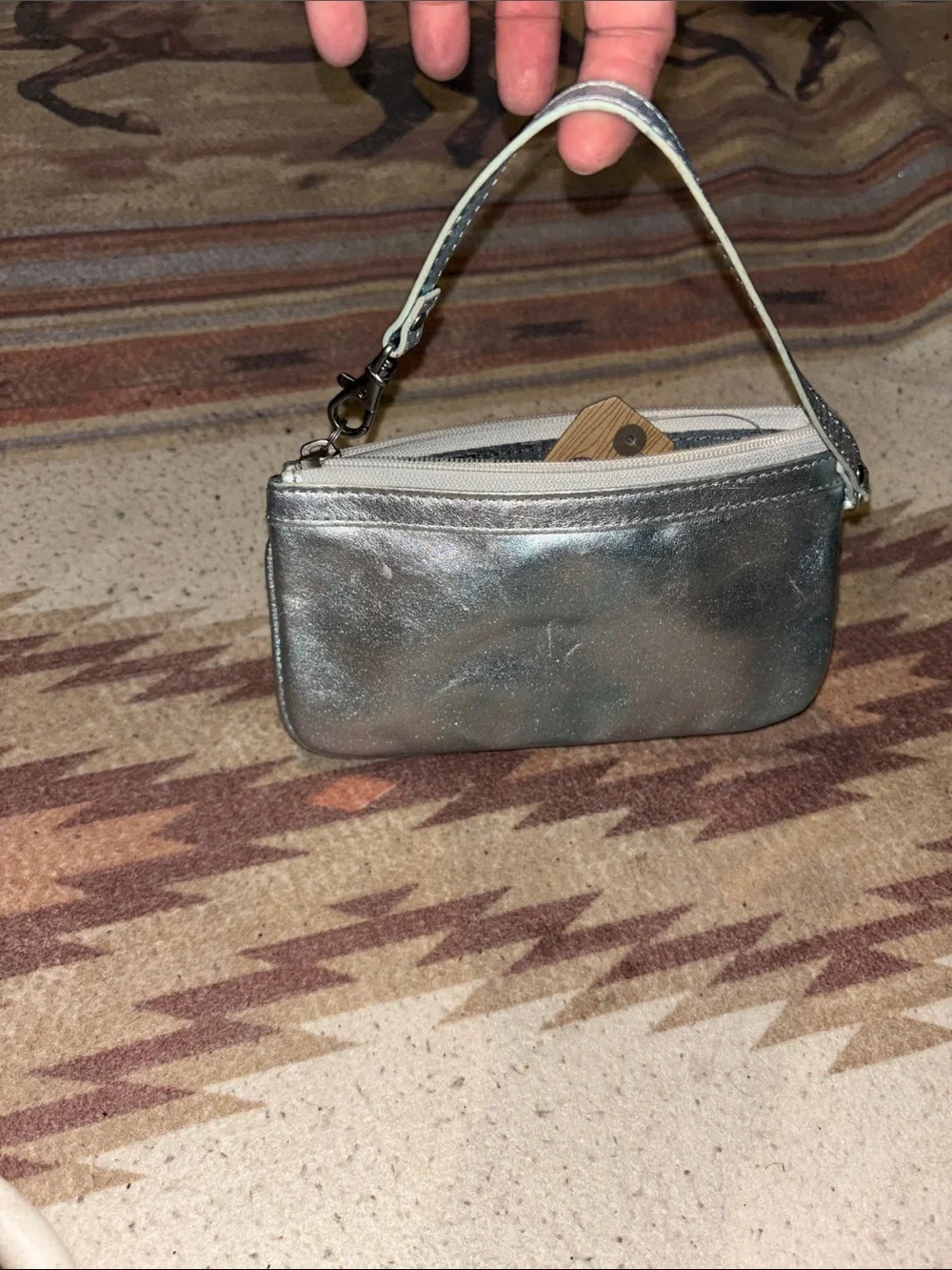 BRAND NEW Fossil Metallic Silver Women's Wristlet Clutch.