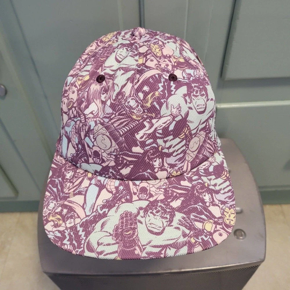 Marvel‎ Iron Man Hulk SpiderMan Thor AOP Snapback 5 Panel Hat Cap VERY RARE