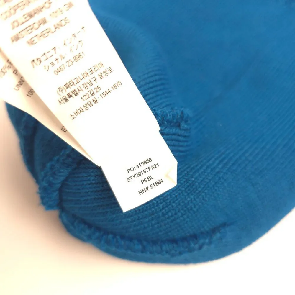 Patagonia Powder Town Beanie Perennial Stripe Knit Steller Blue