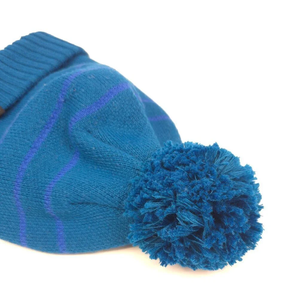 Patagonia Powder Town Beanie Perennial Stripe Knit Steller Blue