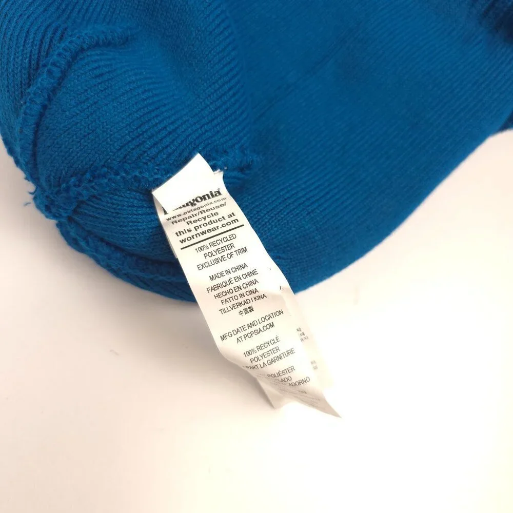 Patagonia Powder Town Beanie Perennial Stripe Knit Steller Blue